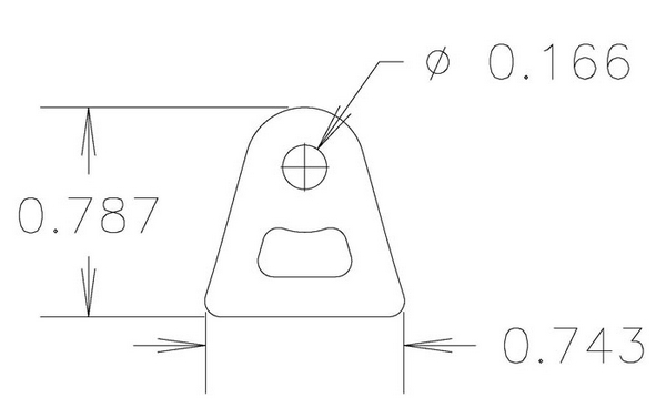 4130 1/16" THK - .165" HOLE - 7/8" HT, STRAIGHT MINI CHASSIS TAB - QTY 4